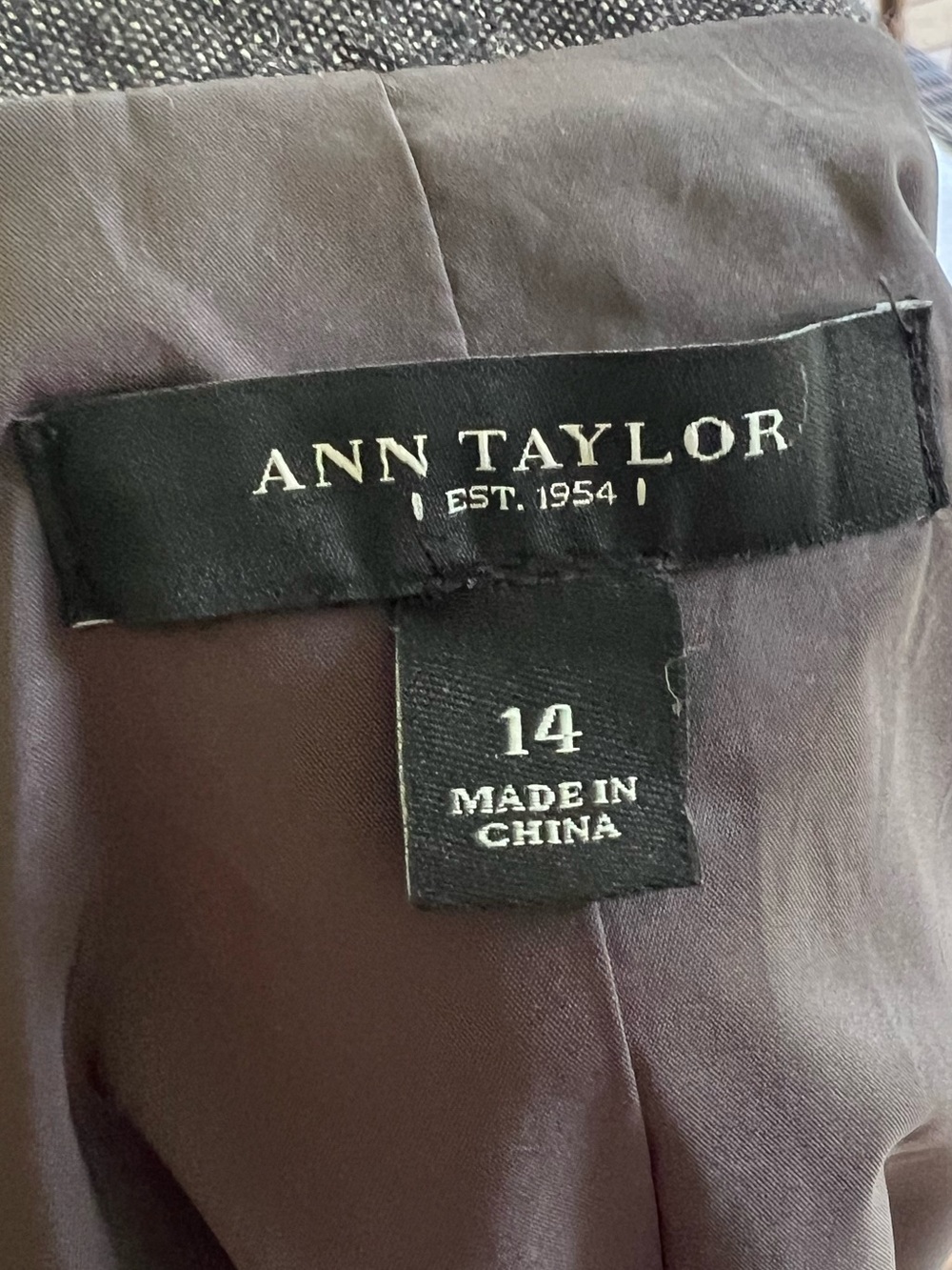 Ann Taylor Tweed Blazer Jacket Grey Textured Lined Wool Blend Office Size 14 - Picture 6 of 16